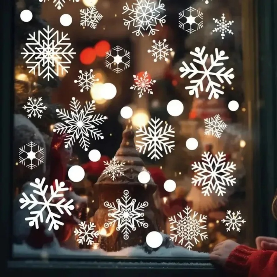 1 セット雪の結晶ウィンドウステッカー使い捨てクリスマスウィ - Snowflake Window Decal のレビューと価格