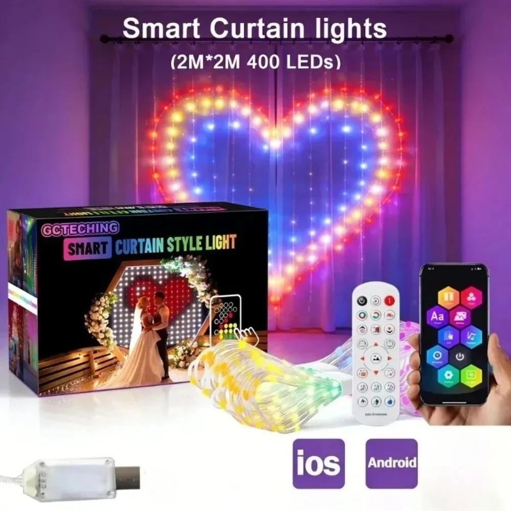 スマートRGB LEDカーテンライト、Bluetoothアプ - Led Fairy String Lights のレビューと価格