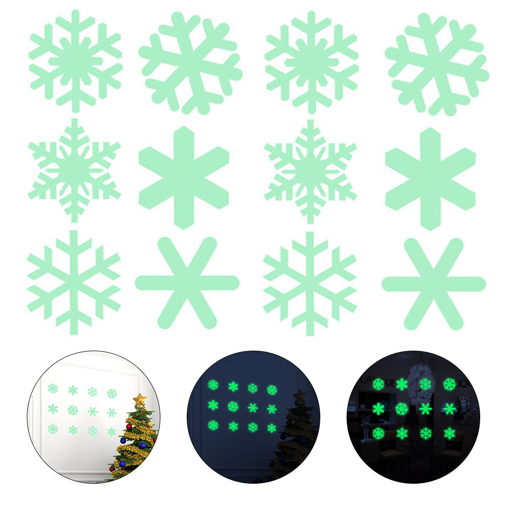 1セット 光るクリスマススノーフレークウォールステッカー 暗 - Snowflake Window Decal のレビューと価格