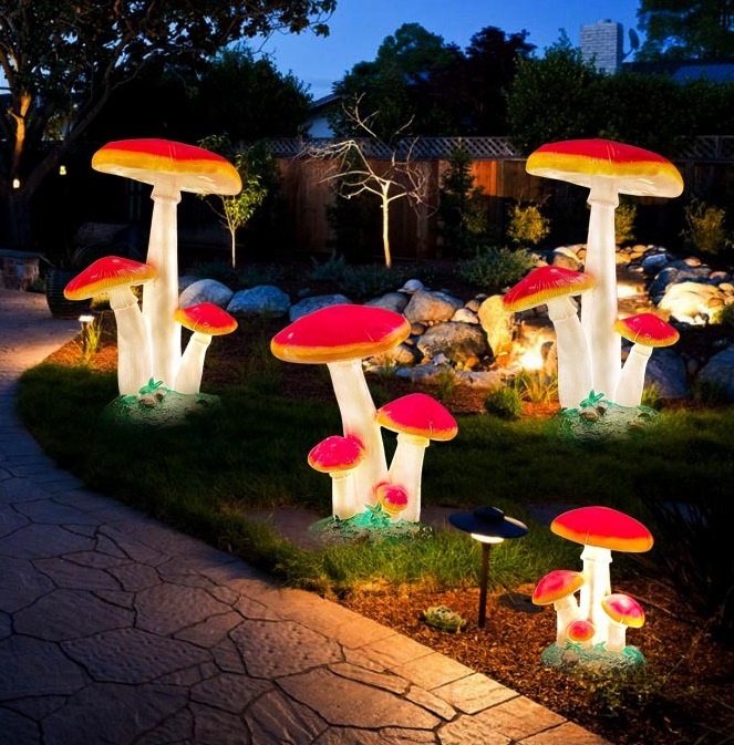 防水等身大シミュレーションキノコ照明像、ファイバーグラス製ク - Christmas Lights Outdoor のレビューと価格