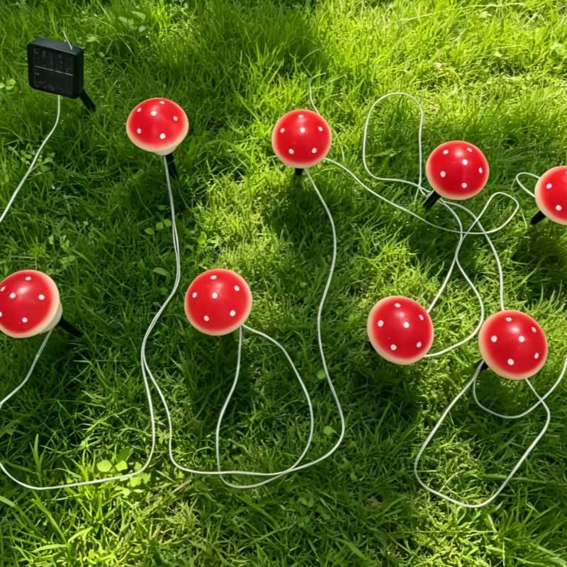 ソーラーマッシュルームストリングライト 防水屋外ステークライ - Christmas Lights Outdoor のレビューと価格
