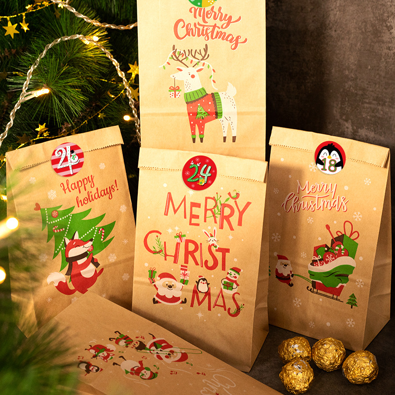 クリスマスギフト用クラフト紙袋,キャンディークッキー包装,ク - Advent Calendar Gift のレビューと価格