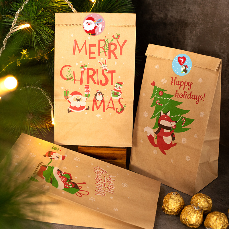 クリスマスギフト用クラフト紙袋,キャンディークッキー包装,ク - Advent Calendar Gift のレビューと価格